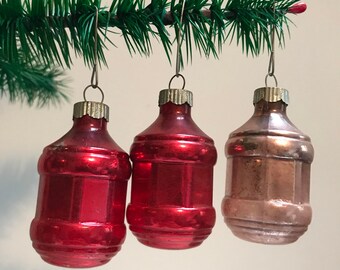Set Of 3 Vintage Shiny Brite Barrell Ornaments