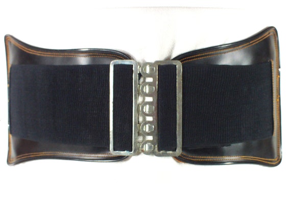 Vintage Black Leather Kidney Belt with Buckles Vintage Indian Motorcycle Kidney Belt. Perfect Biker Belt  main image 4