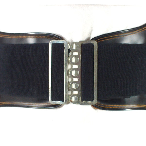 1970's, Lion Non Slip Band, vintage, leather, back support, kidney belt, lifting belt, black leather