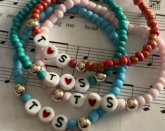 Swiftie Beaded Friendship Bracelet TS, Handmade In Four Colors