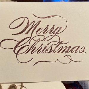 Merry Christmas Handmade Notecards, Set of 5, Blank Inside, Holiday Cards and Stationary