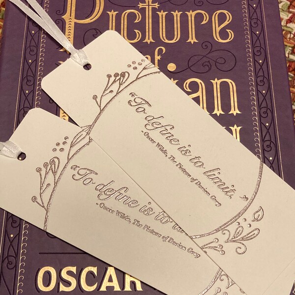 The Picture of Dorian Gray Bookmark, Oscar Wilde Quote, To Define Is To Limit, Embossed, Literary Gift