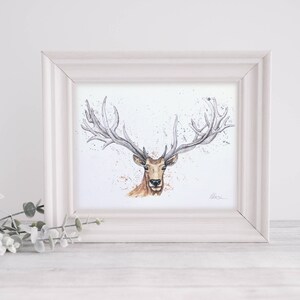 A3 Watercolour Stag Art Print • Art • Wall Art • Animals • Painting • Woodland • Deer