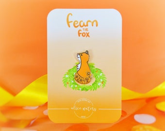 Fox Hard Enamel Pin, Fearn the Fox • Badge• Farm Animal • Fox • Cute Pin • Orange Pin • Happy Pin • Small Enamel Pin