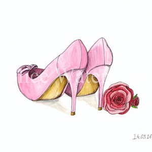 Watercolour Shoes Print A3 image 2