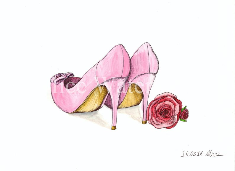 Watercolour Shoes Print A3 image 2