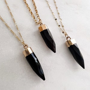 Pearl & Black Agate 18k Gold Spike Necklace
