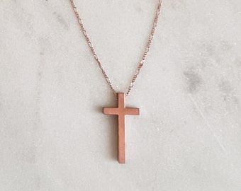 Rose Gold Cross Necklace Rose Gold Necklace Simple Necklace Cross Jewelry Dainty choker delicate chain necklace