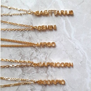 Gold Zodiac Necklaces Gold Chain Necklace Horoscope Necklace Star Sign Necklace Gift Idea Personalized Gift Astrology Jewelry Gold Choker image 2