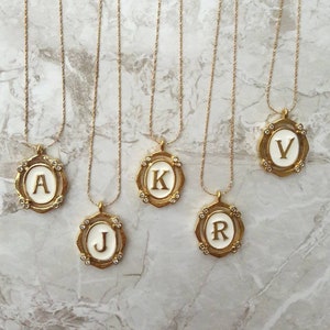 Gold Initial Tag Necklace Custom Name Necklace Vintage Necklace Custome Jewelry Letter Necklace For Her Personalized Necklace For Women