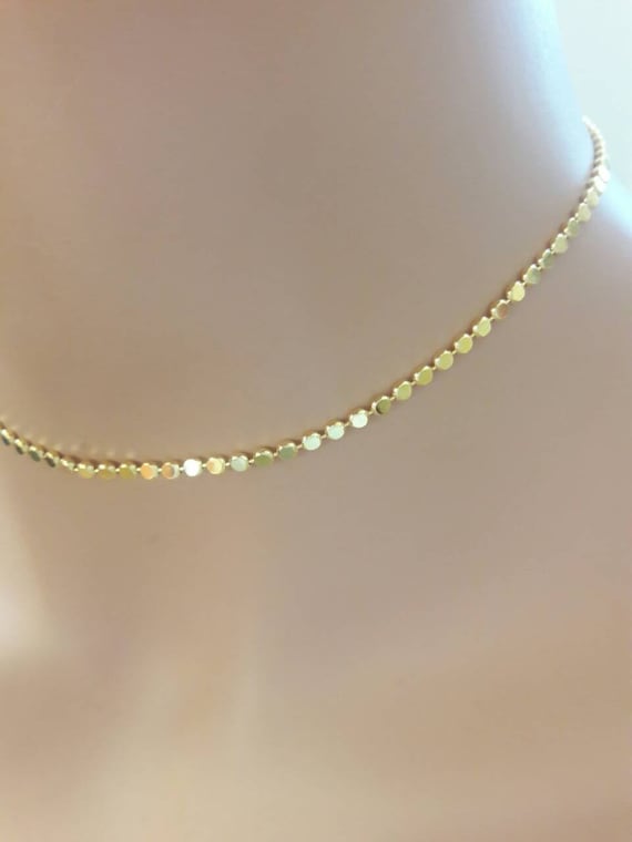 Gold Chain Choker Necklace 24K Gold Plated Chain Necklace Delicate