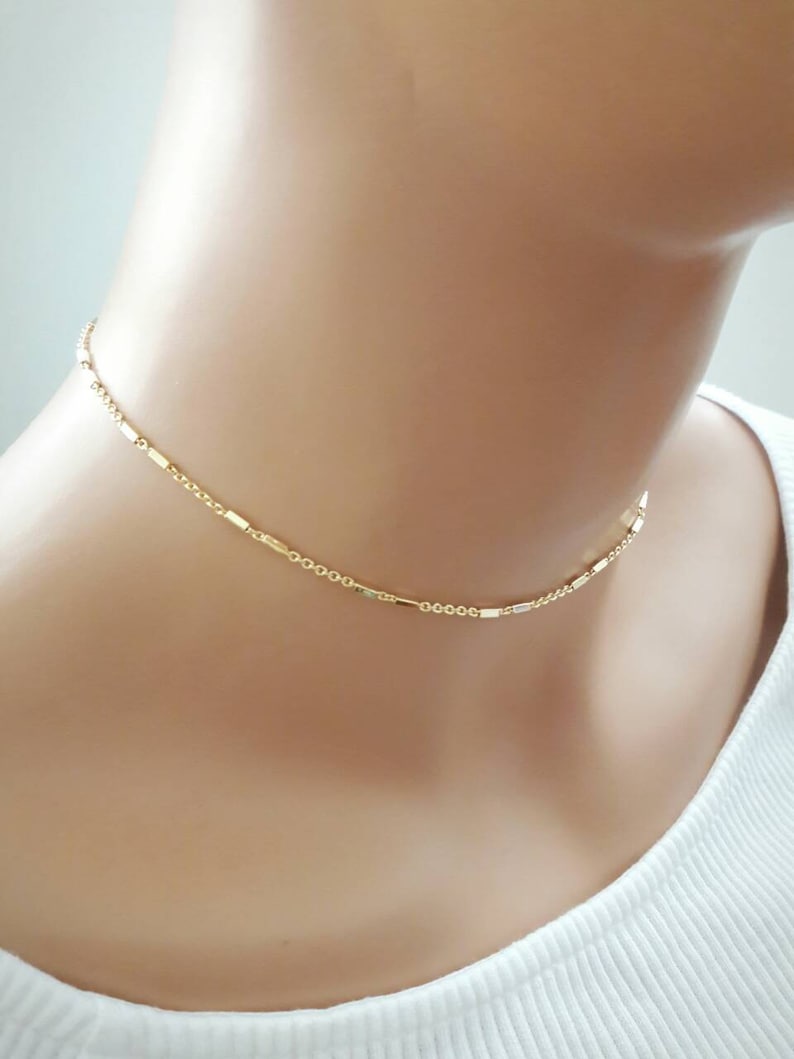 Dainty Gold Chain Choker Necklace Gold Delicate Chain Necklace Simple Necklace Everyday Necklace Gold Necklace For Women Gift For girlfriend image 1
