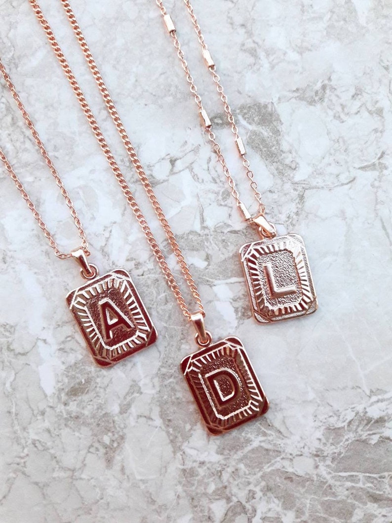 Rose Gold Plated Name Necklaceinitial Necklace Chain Etsy
