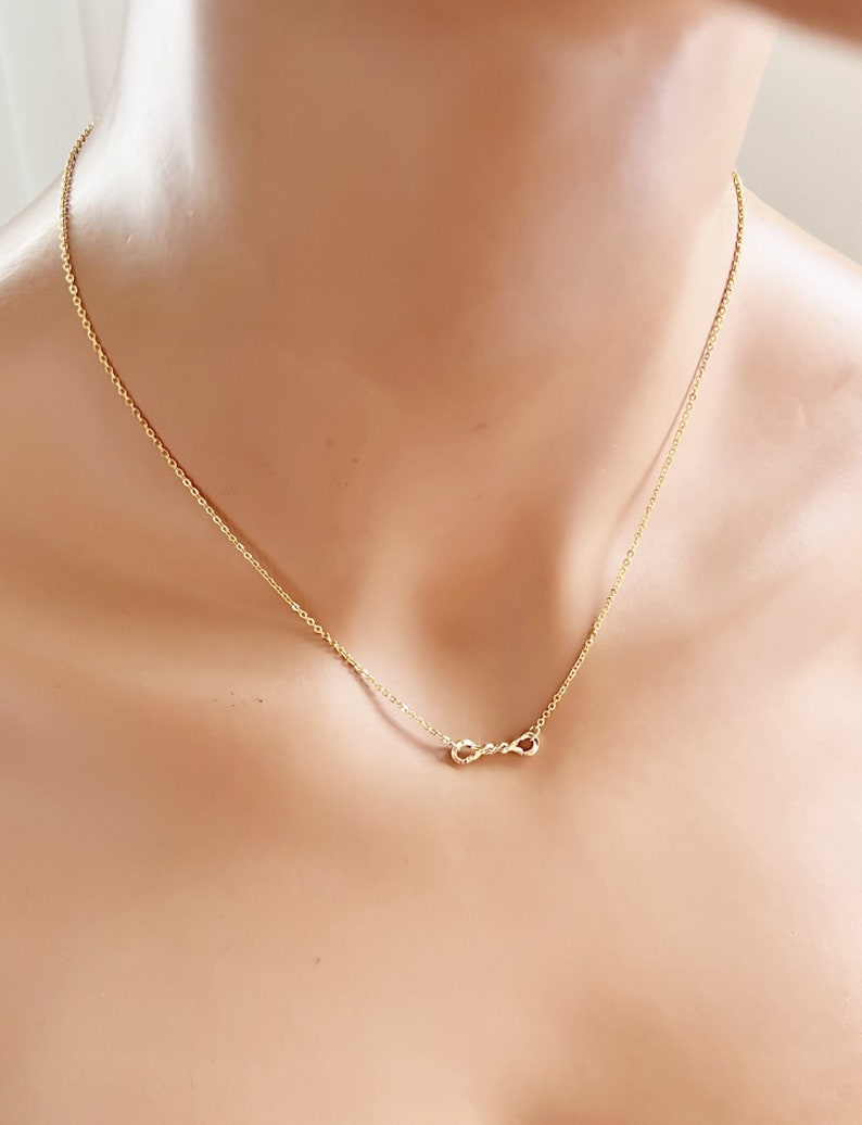 Dainty Gold Knot Necklace Gold Chain Choker Necklace Gold Delicate Chain Choker Necklace Simple Necklace Everyday Jewelry Gift For Mom image 8