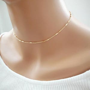 Dainty Gold Chain Choker Necklace Gold Delicate Chain Necklace Simple Necklace Everyday Necklace Gold Necklace For Women Gift For girlfriend image 3