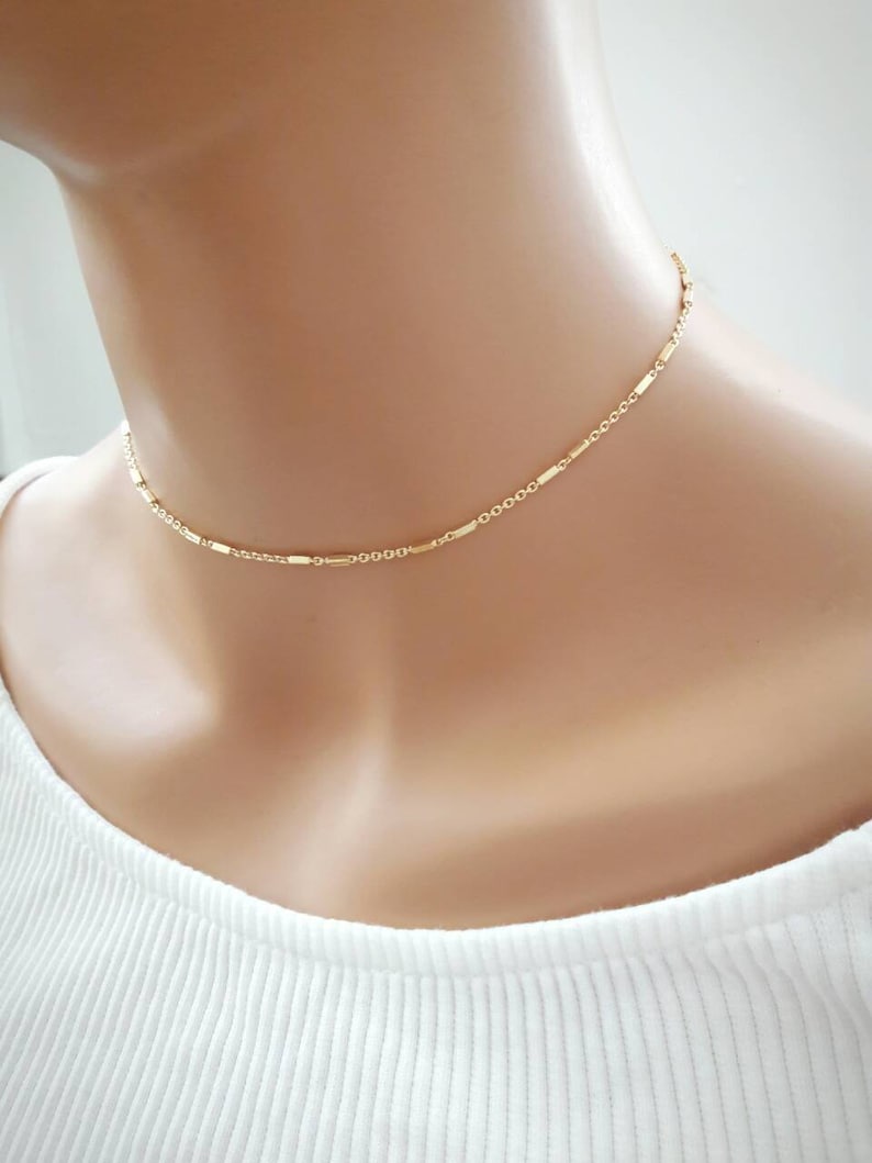 Dainty Gold Chain Choker Necklace Gold Delicate Chain Necklace Simple Necklace Everyday Necklace Gold Necklace For Women Gift For girlfriend image 3