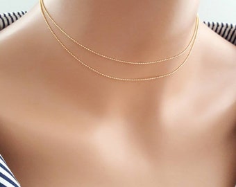 Gold ball chain choker necklace Dainty gold chain choker necklace delicate gold necklace thin chain choker simple necklace everyday necklace