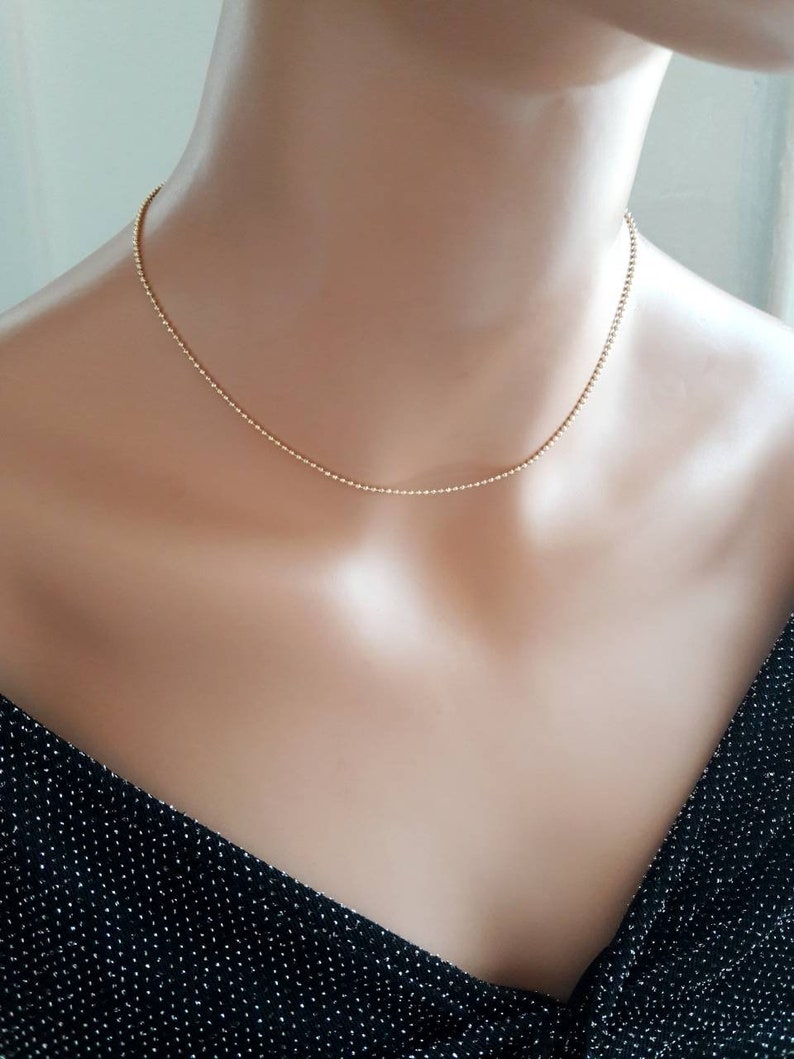 Gold choker necklace,24K gold plated ball chain choker,dainty choker,delicate chain choker,everyday choker,simple choker,ball chain necklace