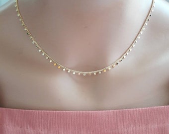 Dainty Gold Choker Necklace Delicate Chain Necklace For Women Simple Necklace Stackable Choker Coin Chain Necklace Dangle Choker Gift Idea