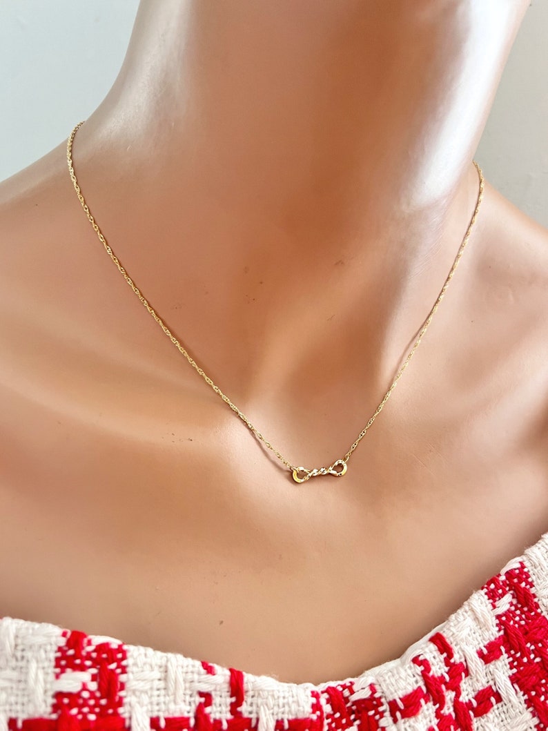 Dainty Gold Knot Necklace Gold Chain Choker Necklace Gold Delicate Chain Choker Necklace Simple Necklace Everyday Jewelry Gift For Mom image 2