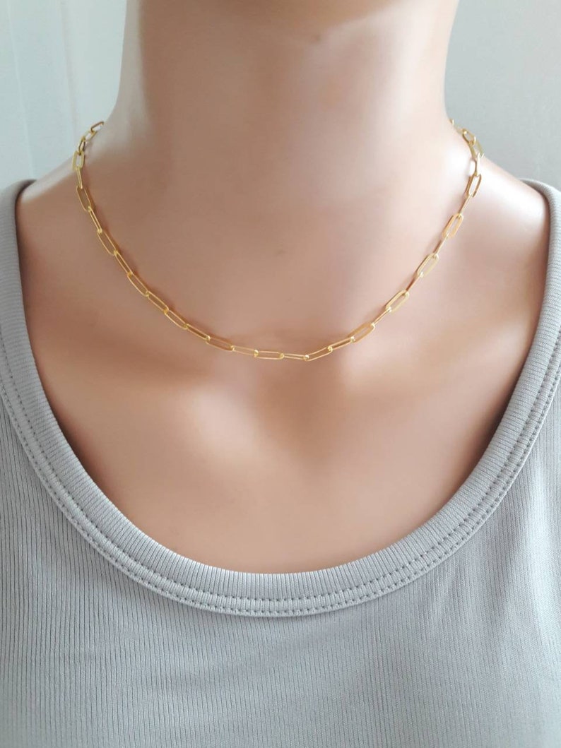 Gold Paper Clip Chain Choker Necklacegold Bold Chain Etsy