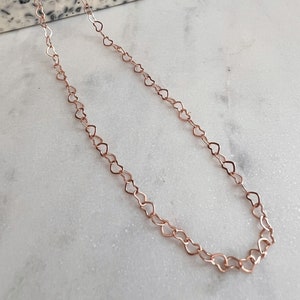 Rose gold heart chain necklace dainty rose gold necklace thin chain choker delicate chain necklace, rose gold delicate chain necklace