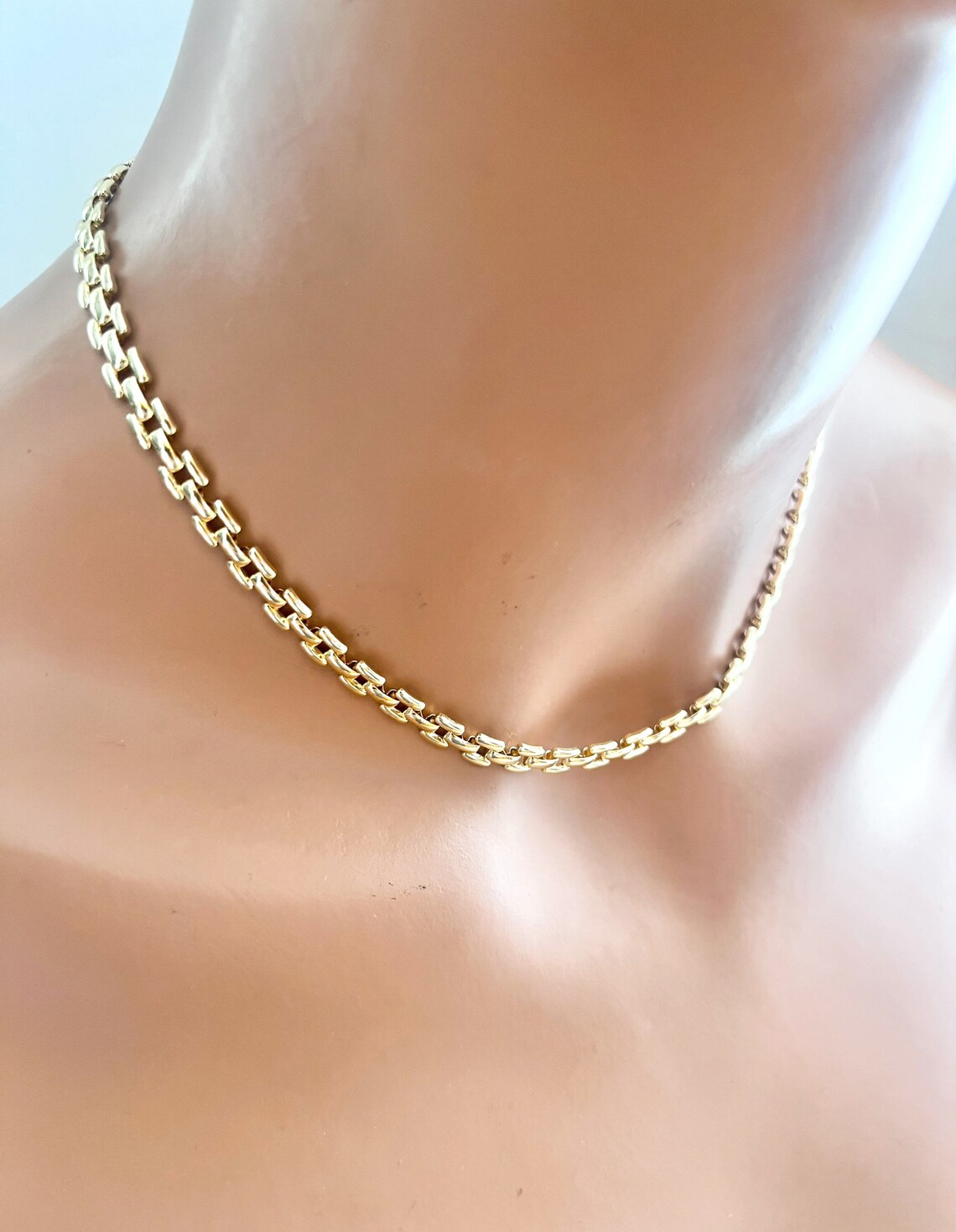 Gold Choker Chain Necklace Gold Filled Panther Chain Choker Etsy