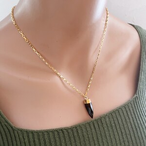 Pearl & Black Agate 18k Gold Spike Necklace main image 1