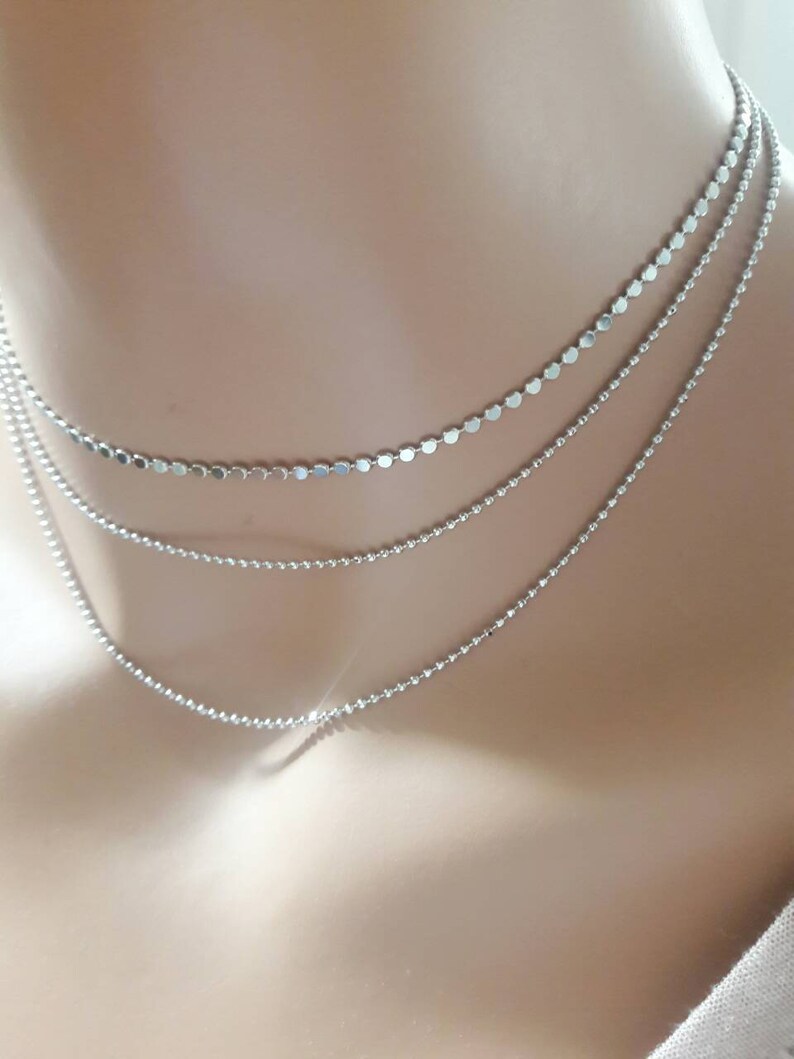Dainty Silver Layered Chokersilver Multi Chain Choker Etsy