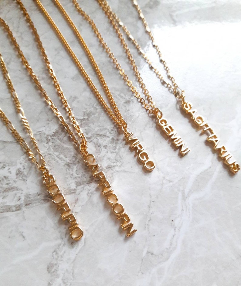 Gold Zodiac Necklaces Gold Chain Necklace Horoscope Necklace Star Sign Necklace Gift Idea Personalized Gift Astrology Jewelry Gold Choker image 9