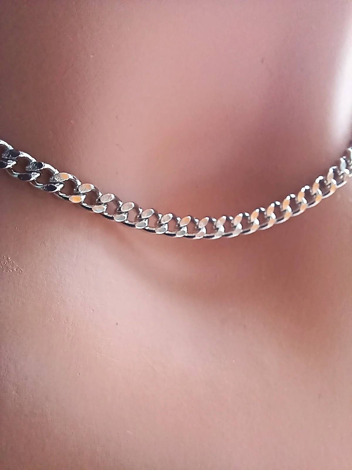 Silver Chain Necklace Curb Chain Necklace Simple Silver - Etsy