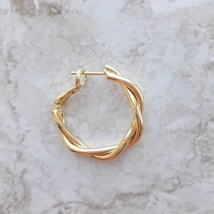 14K gold filled twisted hoop earrings Dainty hoop earrings minimalist earrings simple earrings gold jewelry pierced earrings for women image 4