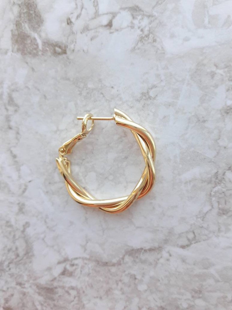 14K gold filled twisted hoop earrings Dainty hoop earrings minimalist earrings simple earrings gold jewelry pierced earrings for women image 4