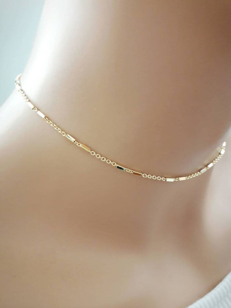 Dainty Gold Chain Choker Necklace Gold Delicate Chain Necklace Simple Necklace Everyday Necklace Gold Necklace For Women Gift For girlfriend image 4