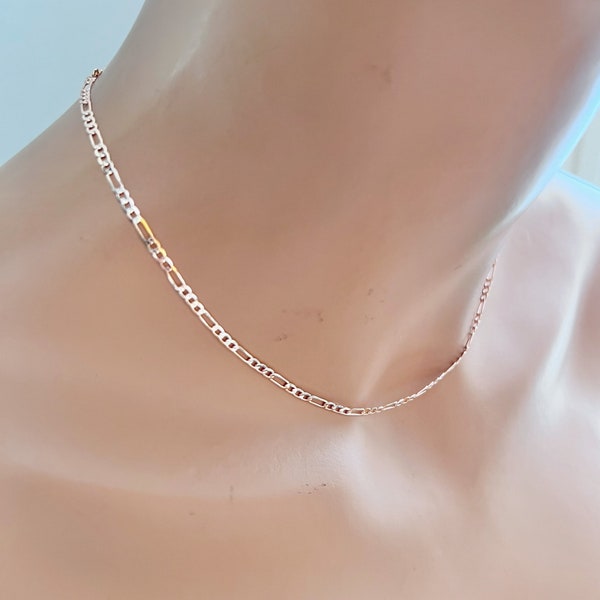 Rose gold figaro chain necklace, dainty rose gold chain choker necklace, delicate chain necklace, simple necklace, layering necklace,