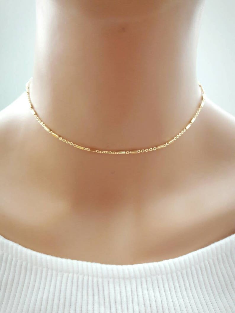 Dainty Gold Chain Choker Necklace Gold Delicate Chain Necklace Simple Necklace Everyday Necklace Gold Necklace For Women Gift For girlfriend image 2