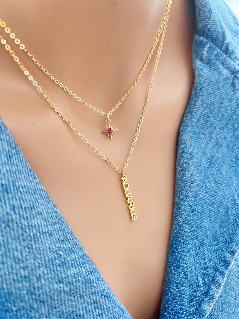 Gold Zodiac Necklaces Gold Chain Necklace Horoscope Necklace Star Sign Necklace Gift Idea Personalized Gift Astrology Jewelry Gold Choker image 3