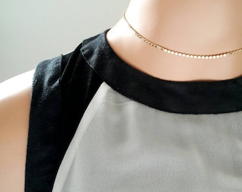 Gold chain choker necklace 18K gold plated chain necklace dainty choker delicate necklace stackable necklace coin choker simple necklace