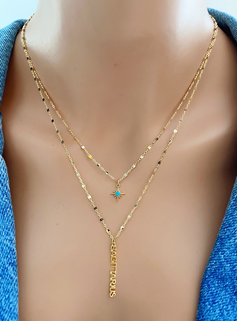 Gold Zodiac Necklaces Gold Chain Necklace Horoscope Necklace Star Sign Necklace Gift Idea Personalized Gift Astrology Jewelry Gold Choker image 1