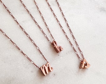 Rose gold initial necklace Tiny Letter Necklace dainty name necklace script initial personalized necklace small letter necklace for women