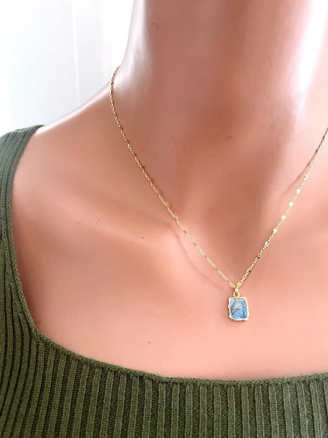 Labradorite Necklace Gemstone Necklace Charm Necklace Etsy