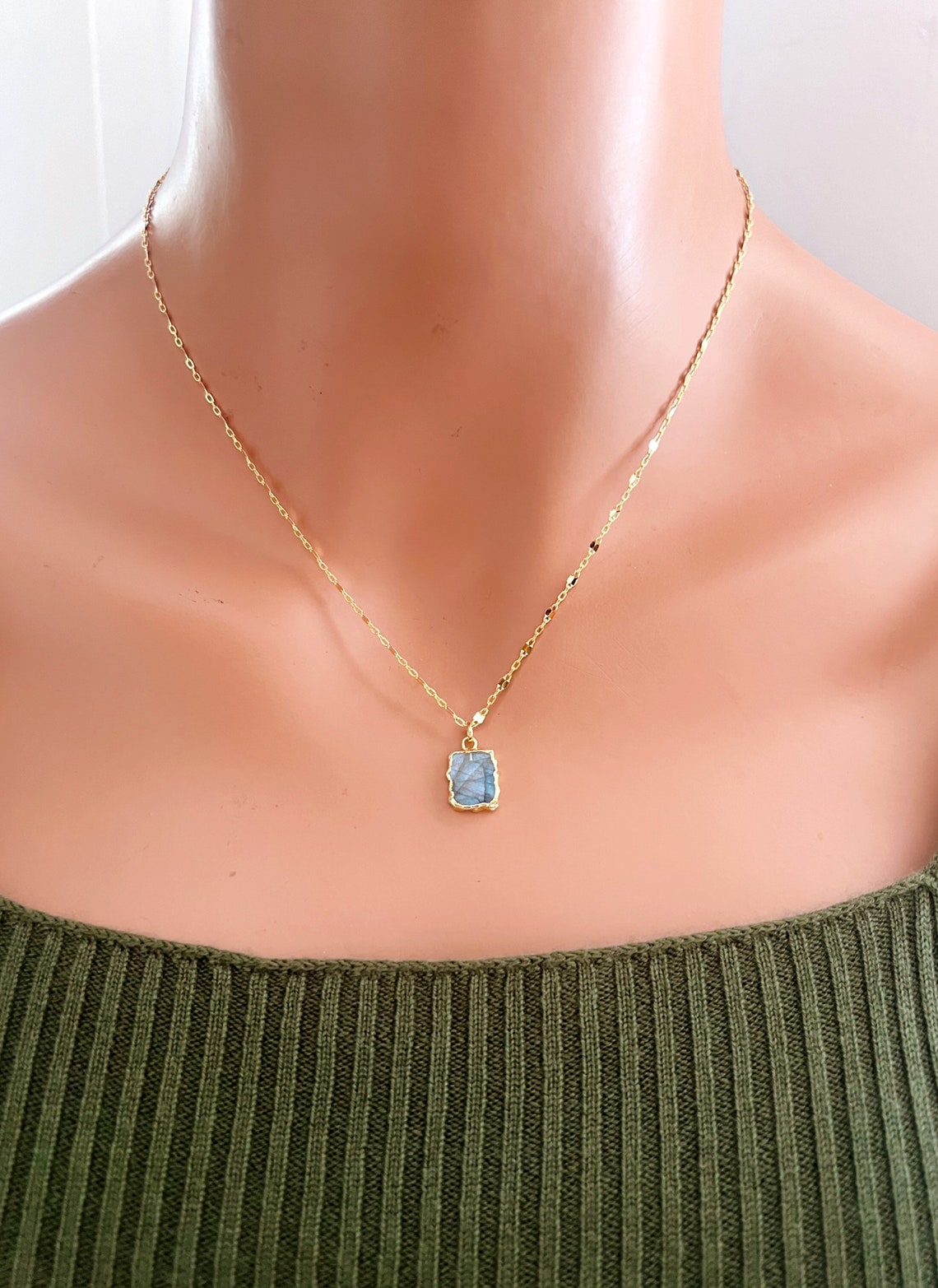 Labradorite Necklace Gemstone Necklace Charm Necklace Etsy