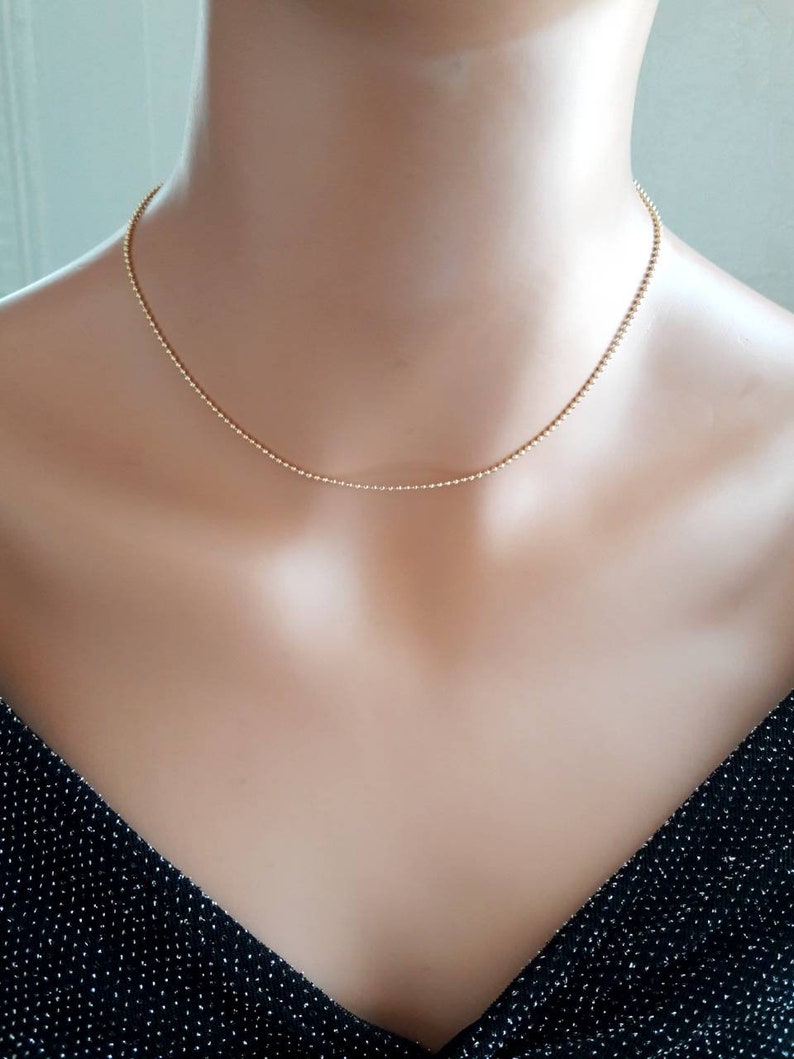 Gold choker necklace,24K gold plated ball chain choker,dainty choker,delicate chain choker,everyday choker,simple choker,ball chain necklace