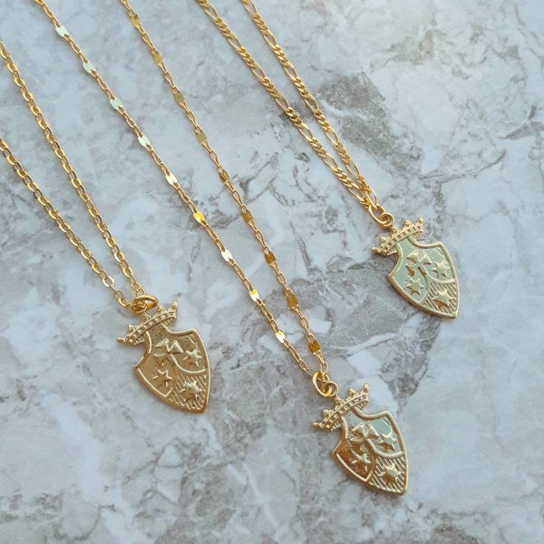 Gold Necklace For Women Necklace Gold Chain Necklace Simple Jewelry Medieval Shield symbol charms necklace medallion necklace Gift For Her