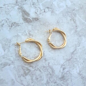 14K gold filled twisted hoop earrings Dainty hoop earrings minimalist earrings simple earrings gold jewelry pierced earrings for women image 3