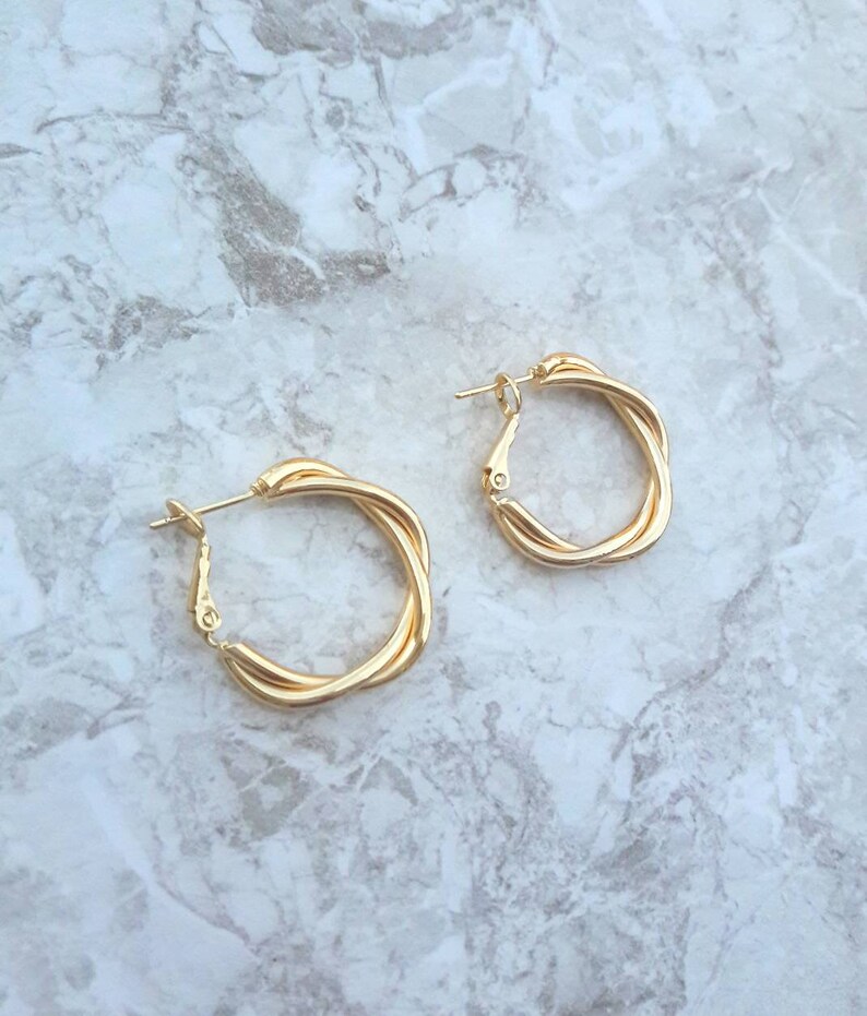 14K gold filled twisted hoop earrings Dainty hoop earrings minimalist earrings simple earrings gold jewelry pierced earrings for women image 3