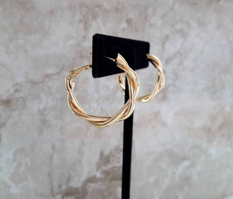 14K gold filled twisted hoop earrings Dainty hoop earrings minimalist earrings simple earrings gold jewelry pierced earrings for women image 2