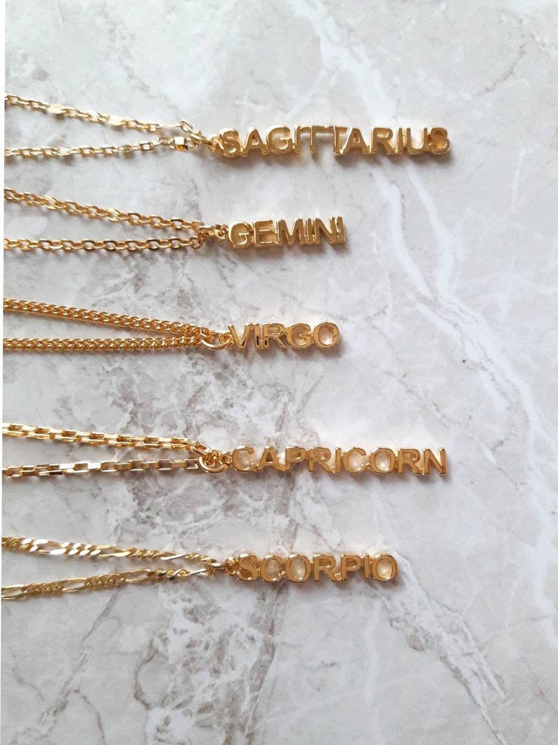 Gold Zodiac Necklaces Gold Chain Necklace Horoscope Necklace Star Sign Necklace Gift Idea Personalized Gift Astrology Jewelry Gold Choker image 2