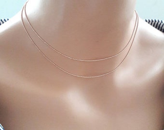 Dainty Rose Gold Ball Chain Choker Necklace,Layered Rose Gold Necklace,Stacking Jewelry,Rose Gold Jewelry,Minimalist Choker Necklace