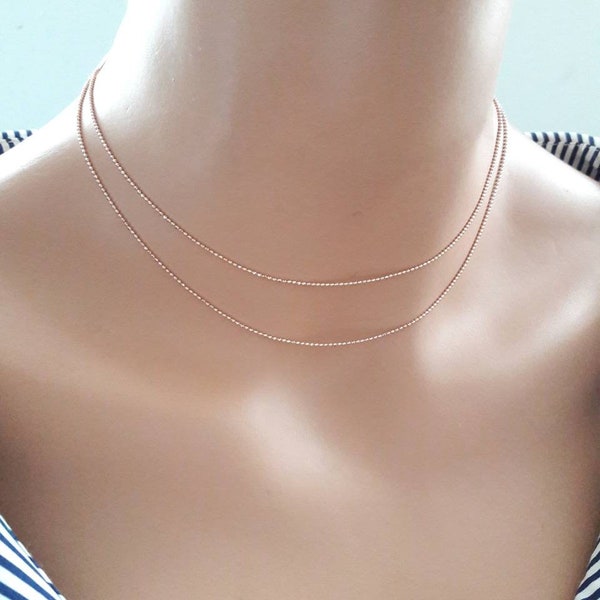 Dainty Rose Gold Ball Chain Choker Necklace,Layered Rose Gold Necklace,Stacking Jewelry,Rose Gold Jewelry,Minimalist Choker Necklace